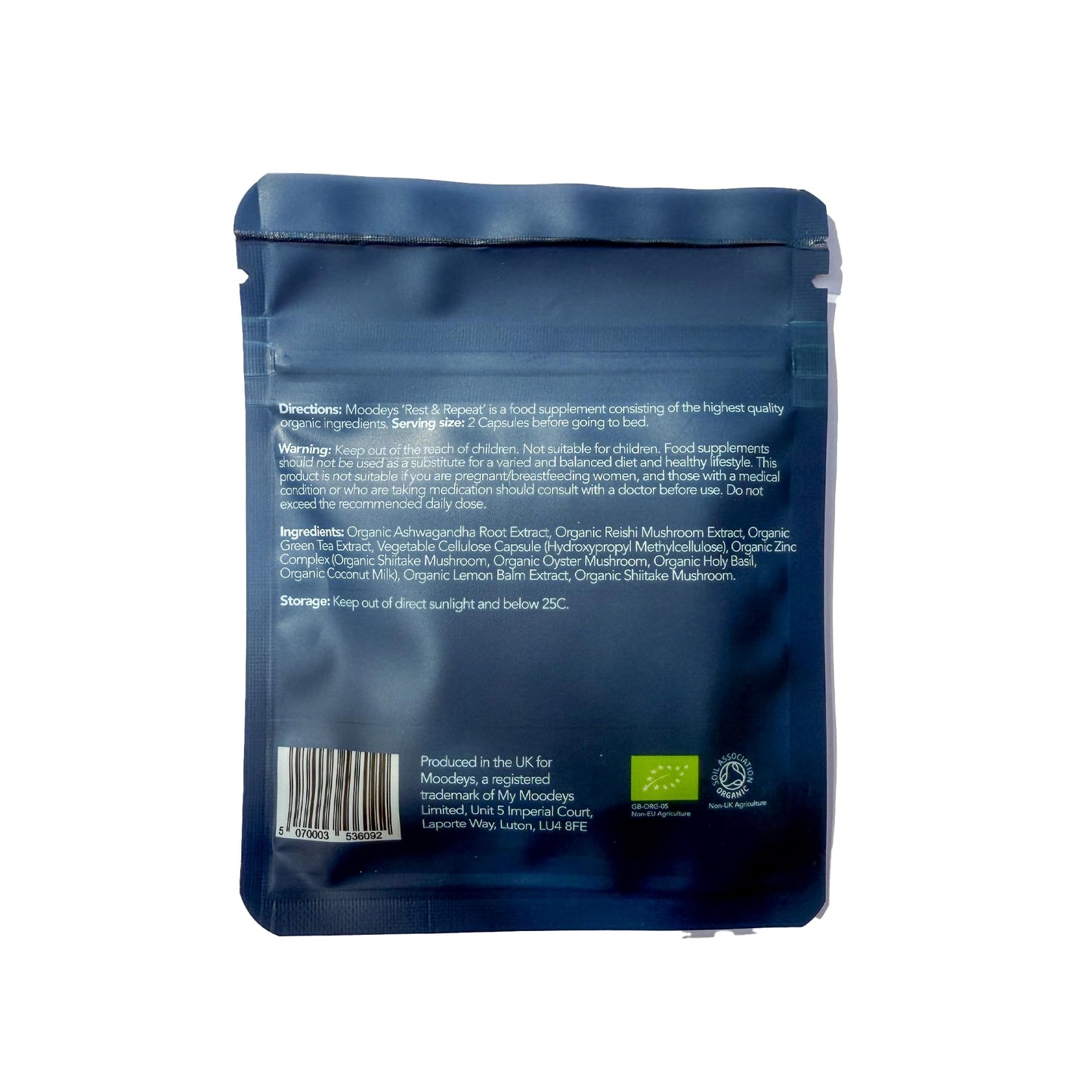 Moodeys Rest & Repeat, Organic Natural Sleep Supplement | Deep Sleep & Recovery | Functional Mushrooms & Adaptogens | Reishi Mushroom (5,250mg), Ashwagandha KSM-66 (4,800mg), Lemon Balm & L-Theanine