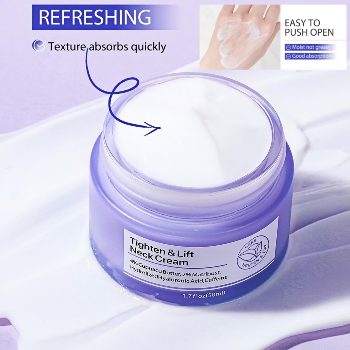 SEMECOMER Neck Firming Cream & Tighten and Lift Neck Cream – Tighten, Lift & Repair Crepey Skin, Anti-Aging Formula for Smooth Necks, Chest & Collarbone, 50ml