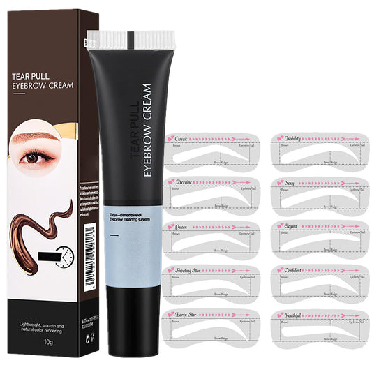 NatrLuxe Light Brown Tattoo Eyebrow Peel-Off Tint Kit With 10 Stencils & Stamp – Semi-Permanent, Waterproof, Lasts Up To 3 Days – Brow Makeup Gift For Women