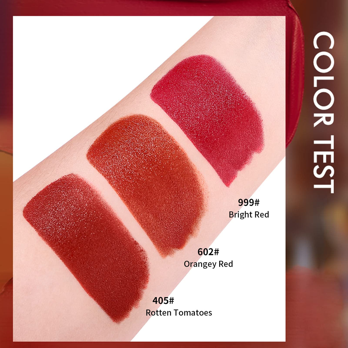 Newvenper Matte Lipstick Set 3 Colors Lip Stick with Orange Chain Bag Package Velvet Lip stick Gift Box Set Waterproof Non-Stick Cup Long Lasting Retractable Red Lipstick Set 3.5gx3 Pcs