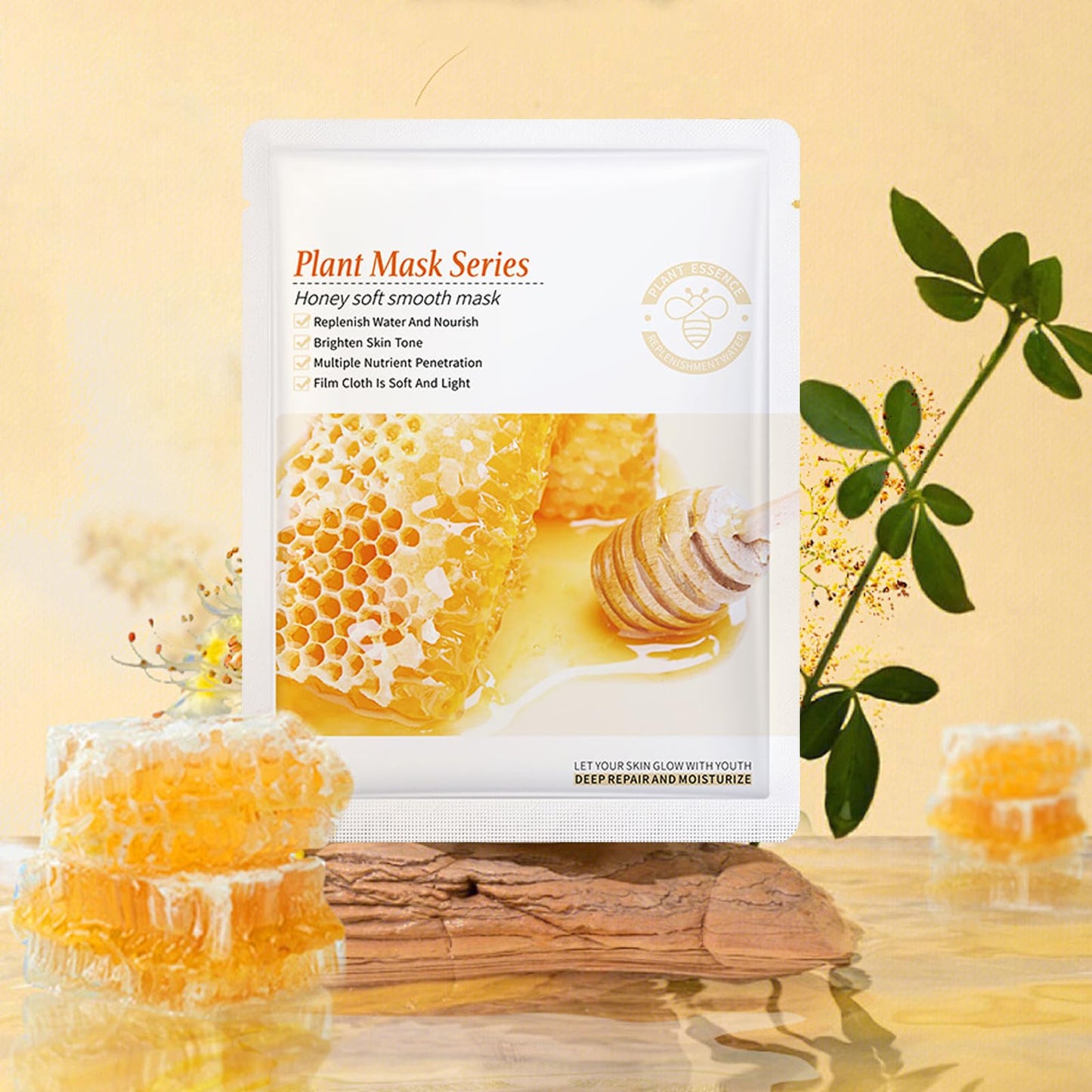 wimony 12pcs Moisturising Sheet Face Mask, Sheet Masks Multipack for Purely Natural Plant and Fruit Organic Extracts Moisturizing Repairing, Face Masks Skincare Sheet with Firming Brightening