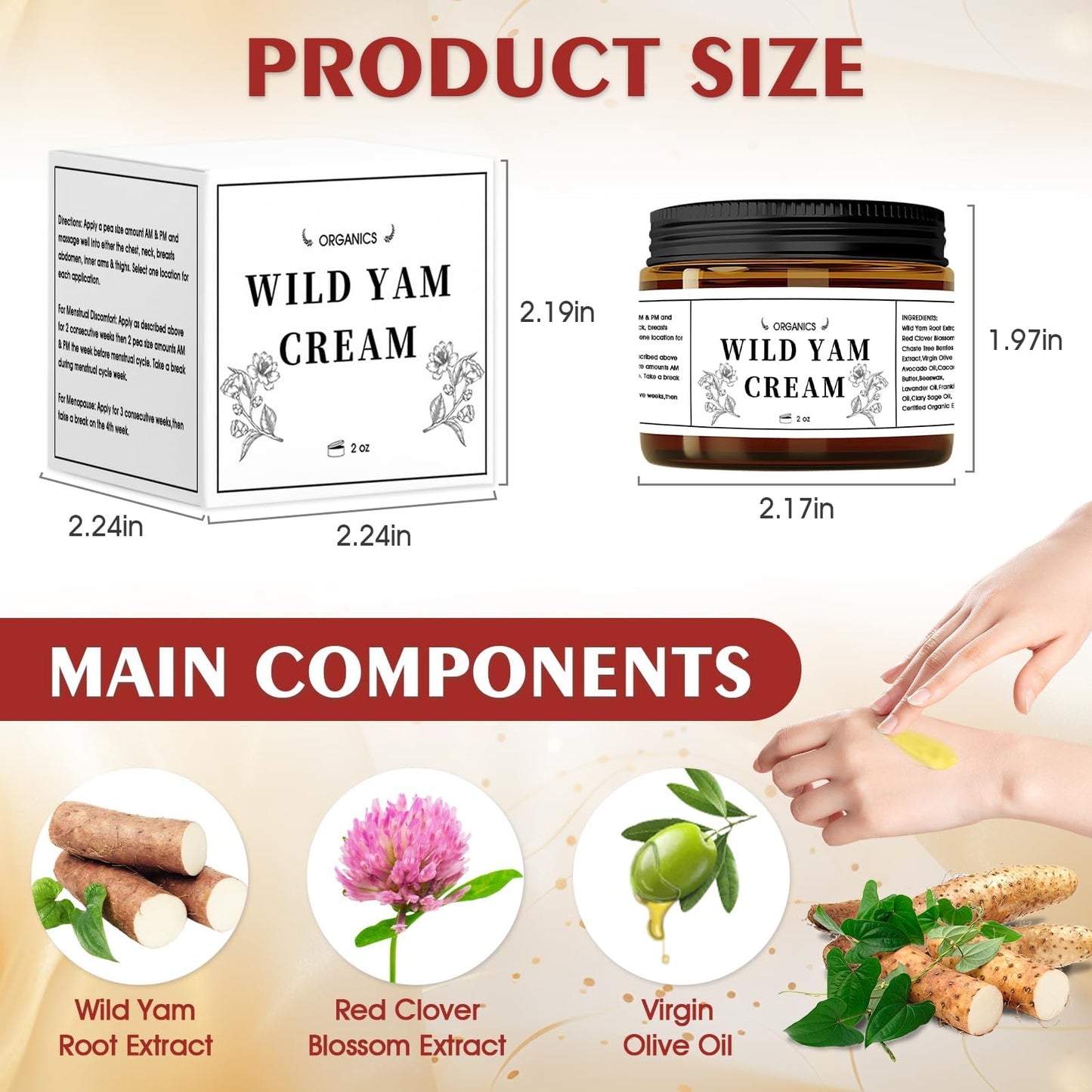 Allony Wild Yam Cream, Annas Wild Yam Cream for Menopause Organic, Wild Yam Cream Hormone Balance, Moisturizing and Nourishing,Use on the Whole Body(60ml)