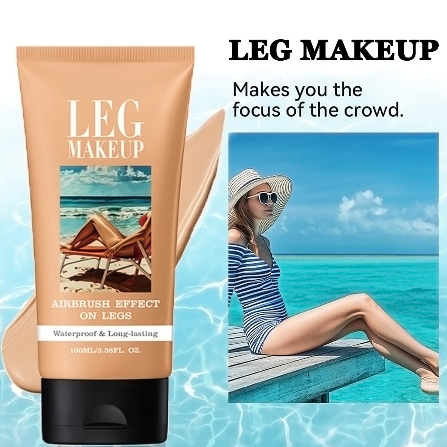 AuraBeen Waterproof Full Coverage Leg Makeup - Conceals lines and other skin concerns on mature skin - Smooth, long-lasting body makeup - No transfer formula - Light brown tone