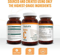 NUTRA C - Vitamin C 1000mg - 30 Chewable Tablets - High Strength Vegan Tablets - Gluten Free | Orange Flavoured - with Rosehip, Hesperidin & Acerola - Manufactured in a UK MHRA GMP Facility - NUTRAVIT