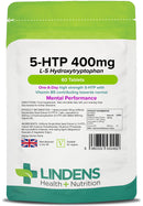 Lindens 5 HTP 400mg Tablets - 60 Pack - 50mg Griffonia Simplicifolia Extract 8:1, Standardised to Yield 400mg 5-HTP - UK Manufacturer, Letterbox Friendly