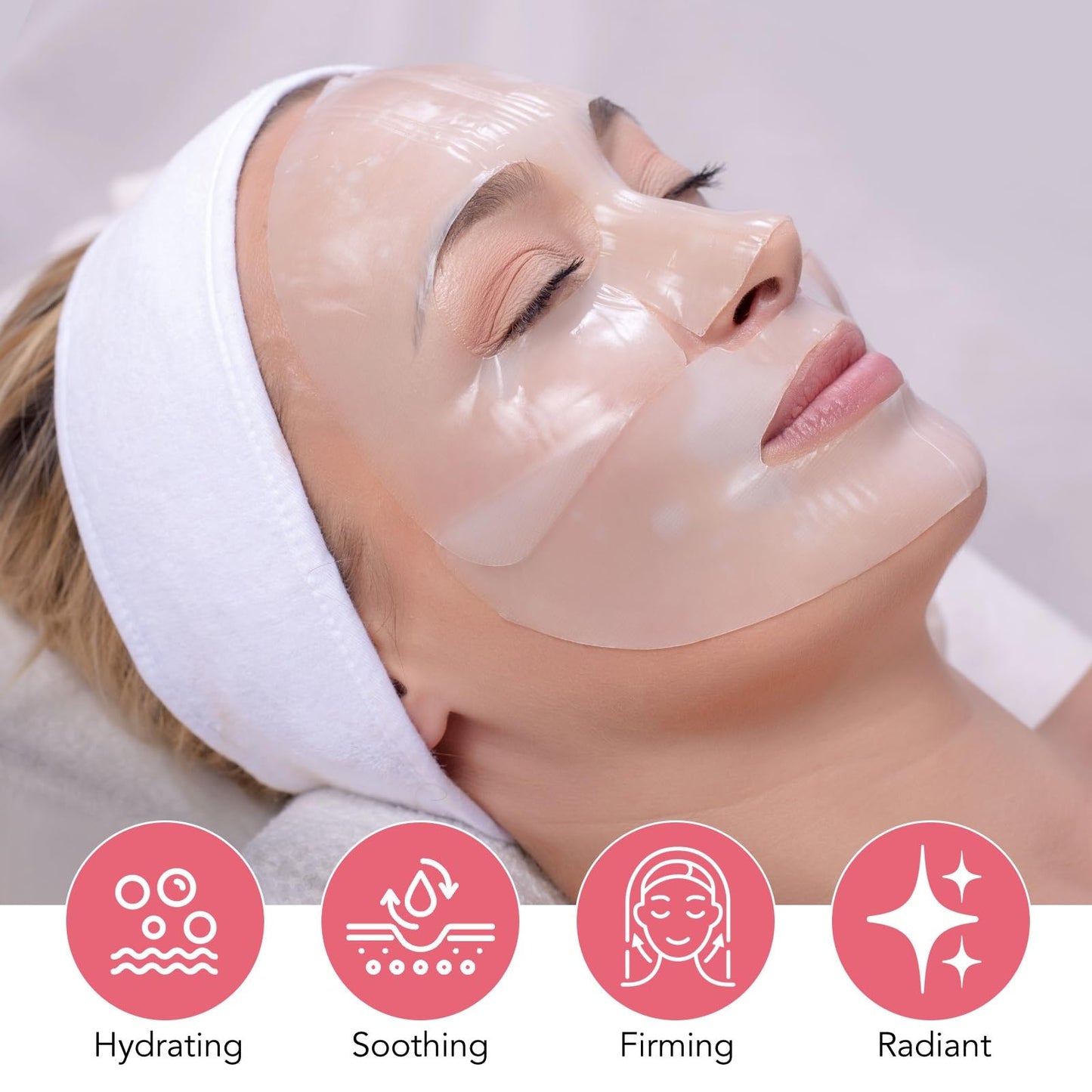 GUOUURR Bio-Collagen Deep Hydration Mask, Deep Moisturising, Anti-wrinkle, Soothing and Repairing, Firming, Improving Elasticity, Minimising Pores, Brightening, For All Skin Types(4 pcs)