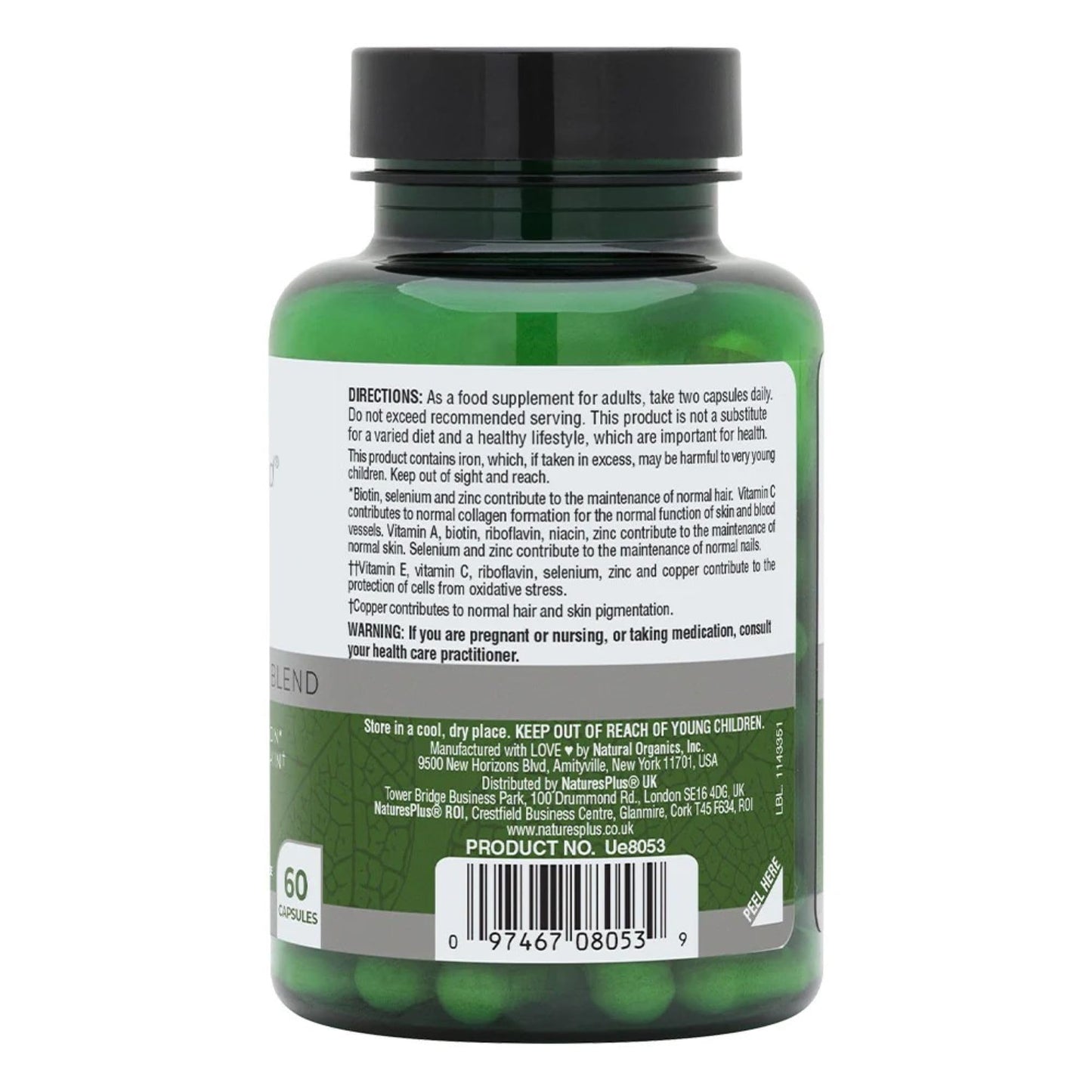 NaturesPlus BioAdvanced Hair Skin and Nails - Vegan Collagen Support - High Strength Biotin, Hyaluronic Acid and Antioxidants - Gluten Free, Vegan - 60 Capsules