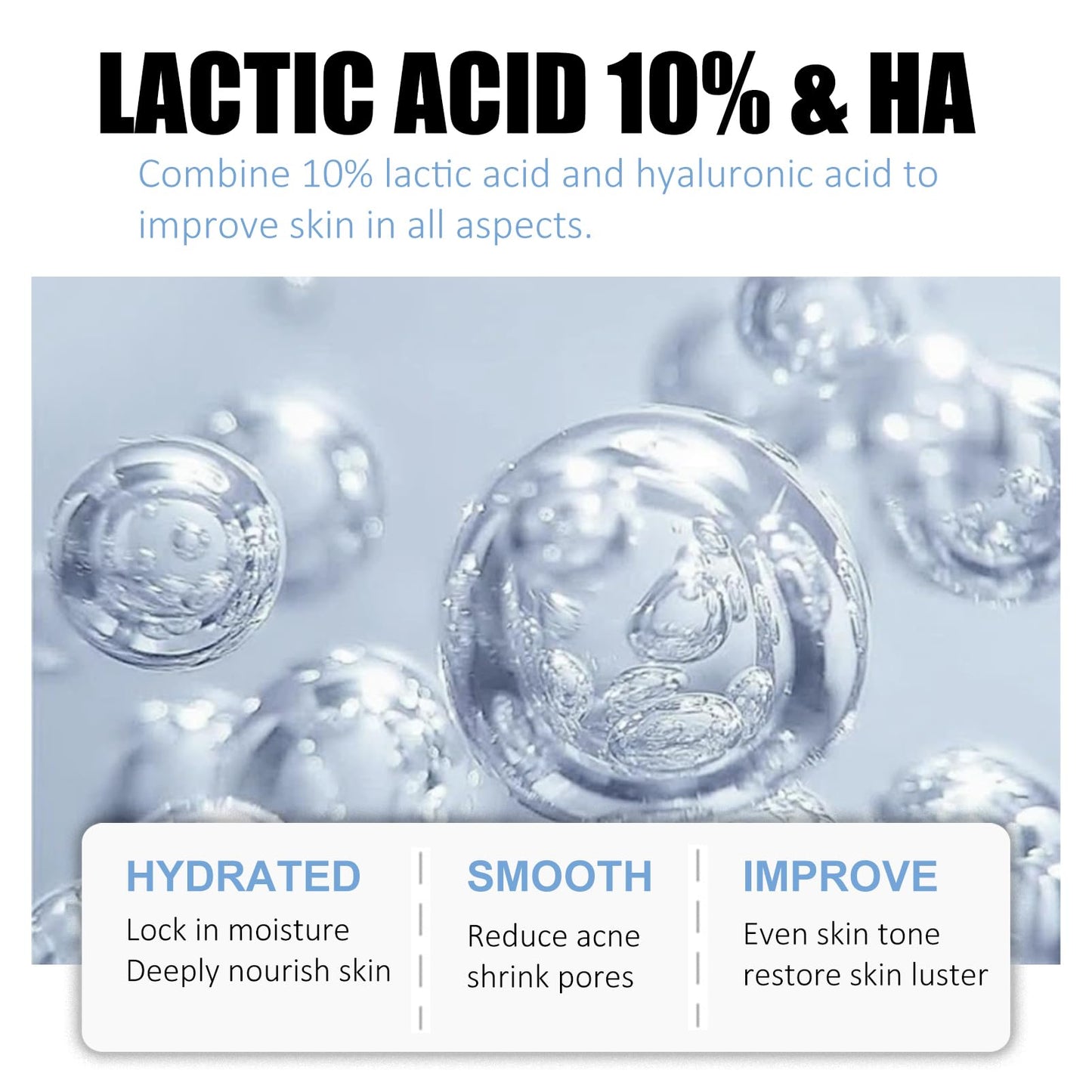 MrCuvaryas 10% Lactic Acid Serum With Hyaluronic Acid Serum For Face, 3 In 1 Combine Vitamin C Serum For Face, Face Serum For Shrink Pores, Hydrated, Even Skin Tone, Antioxidation, Oil Control