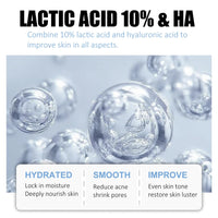 MrCuvaryas 10% Lactic Acid Serum With Hyaluronic Acid Serum For Face, 3 In 1 Combine Vitamin C Serum For Face, Face Serum For Shrink Pores, Hydrated, Even Skin Tone, Antioxidation, Oil Control