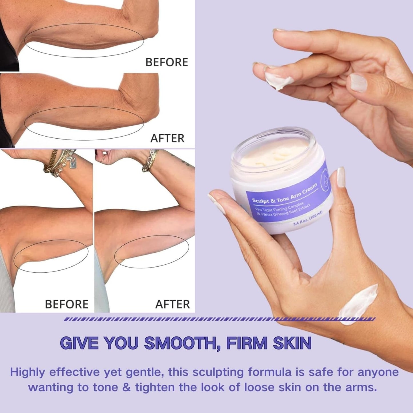 Sculpt & Tone Arm Cream,Arm Tightening Cream,Ar/m Firming Cre/am for Women,Skin Tightening Cre/am Body,Tighte/ning & Firming Cr/eam for Loose,Saggy Sk/in Tightener,Smooths Wrinkles, Deeply Hydrates