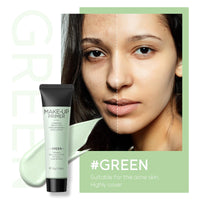 Xunzhi Green Colour Corrector Primer,Correcting Face Primer,Anti-Redness Cream for Face,Makeup Primer for Red Skin,Hydrating and Anti-Redness Makeup Base,Long-Lasting Grips Makeup,Balance Skin Tone