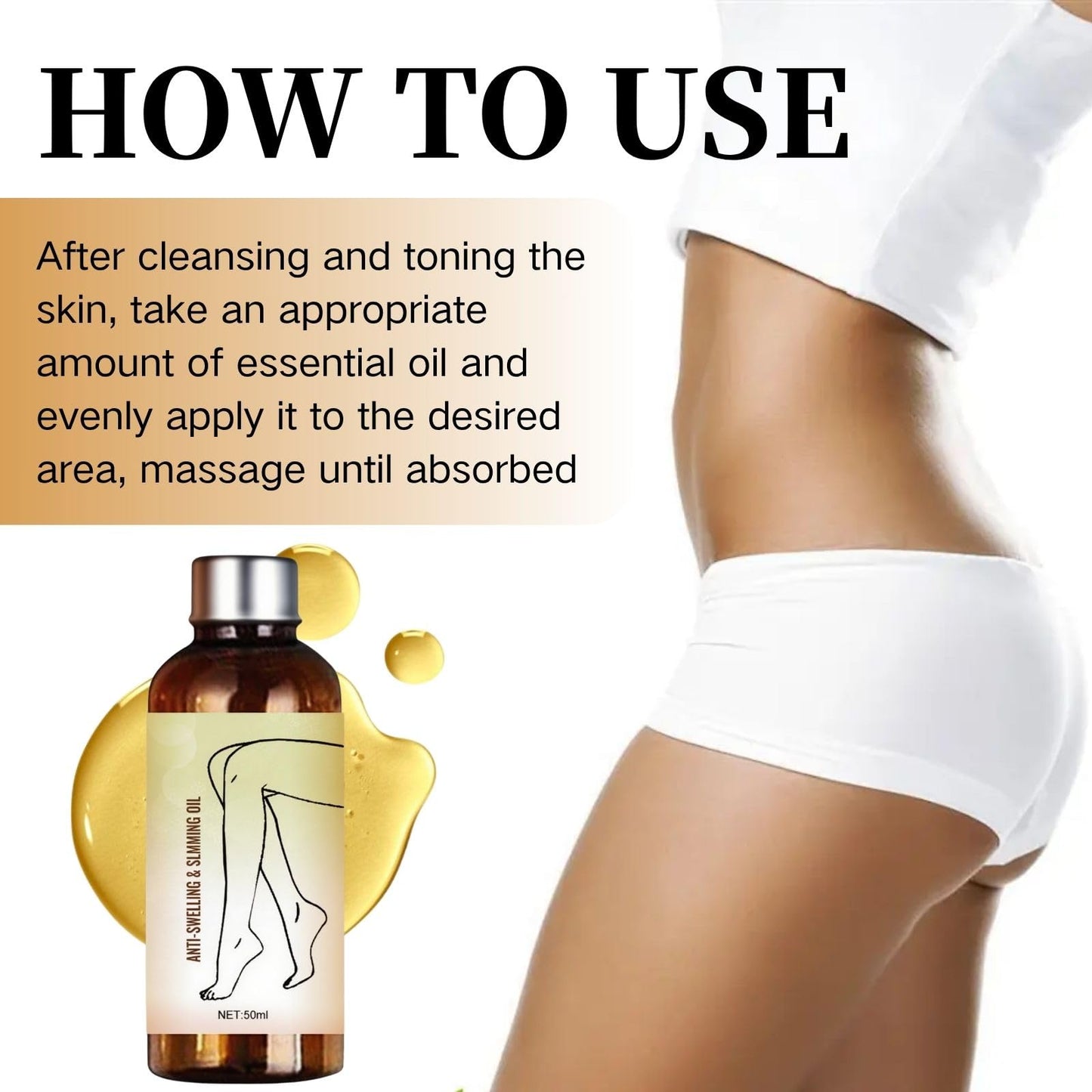 Cureluxe Swellclear Massage Oil for Legs - Lymphatic Drainage Oil with Natural Ingredients, Fast Absorb Body Moisturiser for Women & Men, Non Greasy Skin Care Holiday Essentials