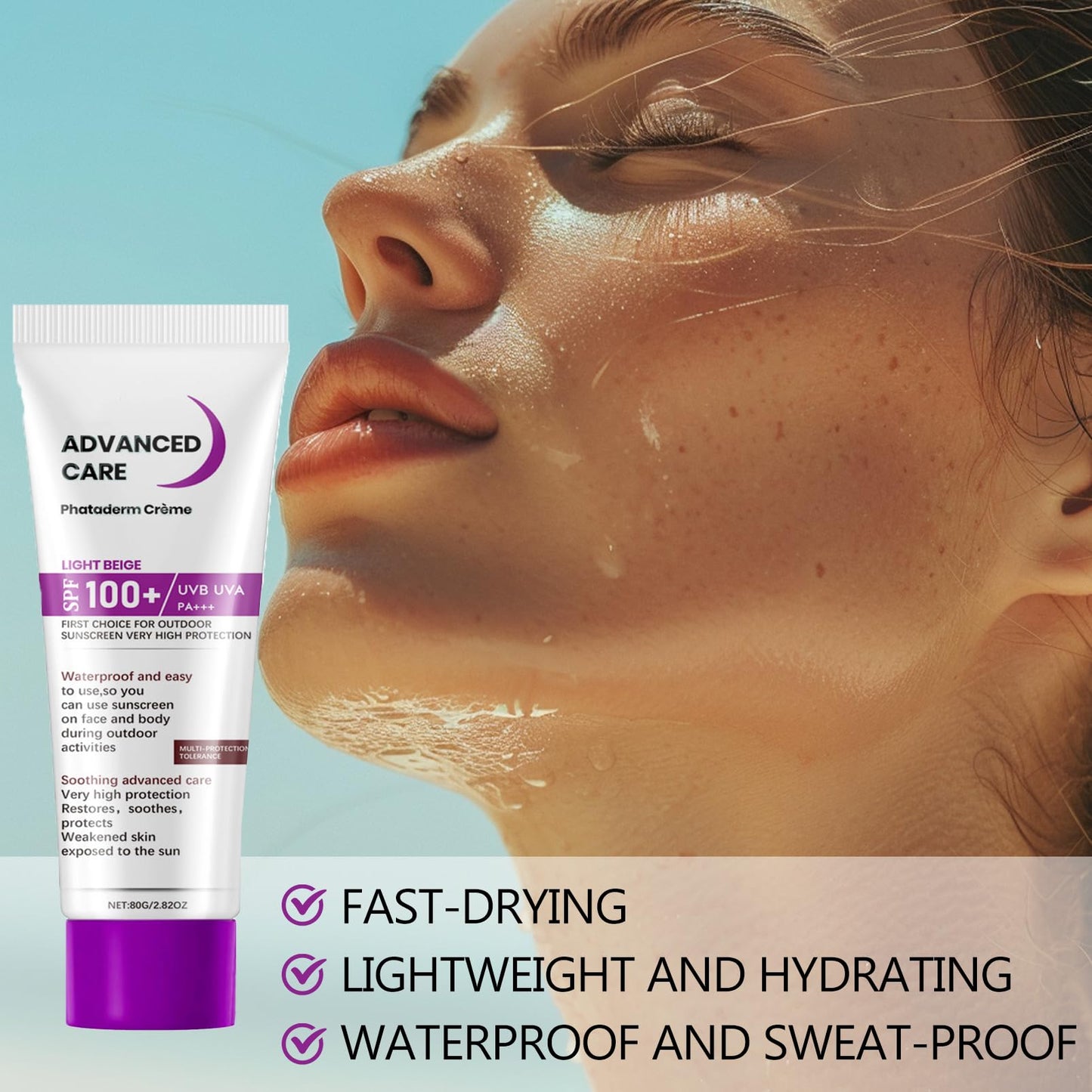 ISBEAUSOLS SPF 100 Sunscreen - Factor 100 Sun Cream - UVB/UVA High Protection Suncream - 100 Spf Face Moisturiser with Moisturiser anti Wrinkle Prevent Sunburn&Taning - Non Greasy & Non Sticky Face Spf
