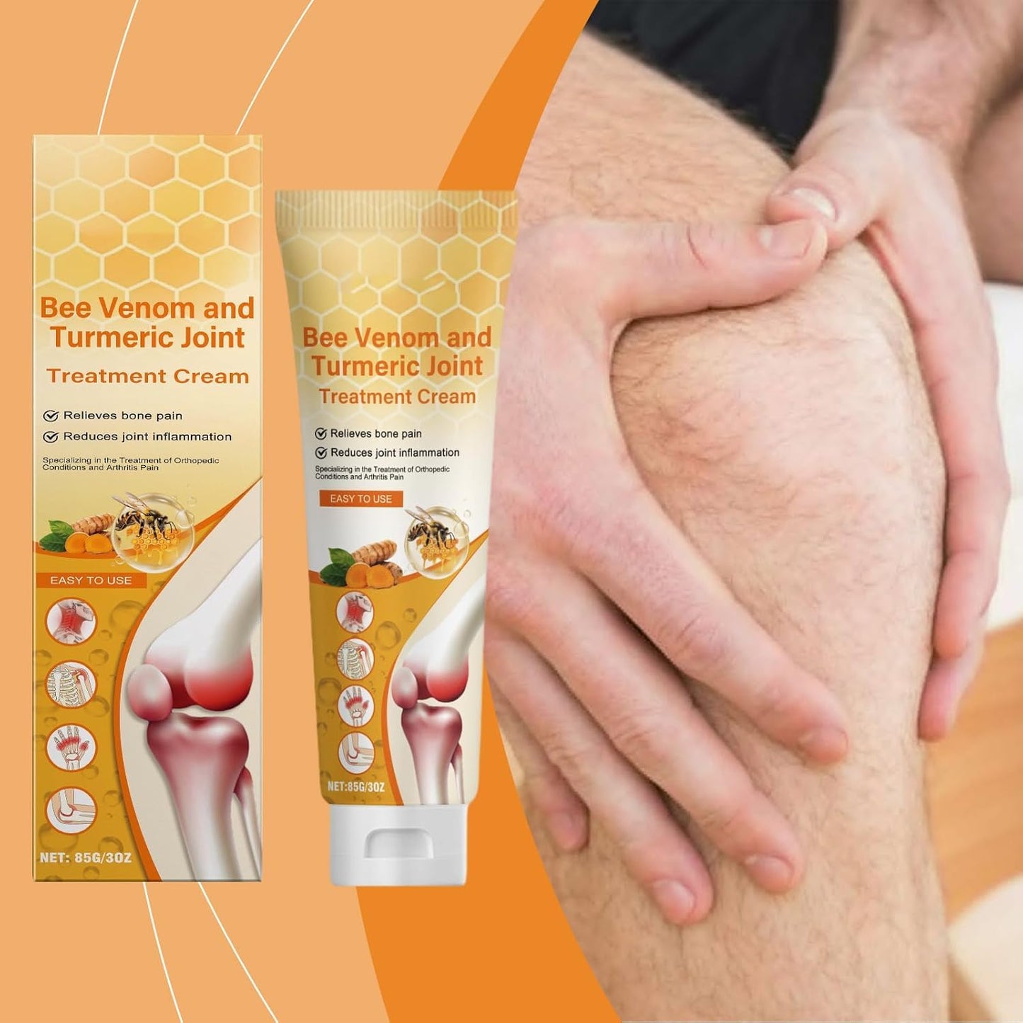 ALLILUYAA Furzero Bee Venom and Turmeric Joint Cream, Furzero Bee Venom Ointment Cream, for Neck, Waist, Back, Hands, Feet