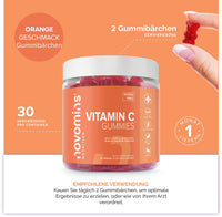novomins Vitamin C Gummies Sugar Free – 250 mg High Strength Vitamin C for Adults – with Added Bioflavonoids, Rose Hip, Elderberry & Zinc - Immune System Support - Vegan- Gluten Free - by Novomins