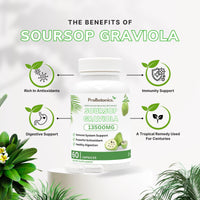 Organic Soursop Graviola for Cell Support & Regeneration | High Strength 13500mg 30:1 Extract Per Serving | Powerful Antioxidant and Immune Support - 60 Capsules