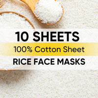 Pack of 10 Sheet Rice Face Masks, Hydrate, Moisturizing, Beauty Face Care Masks Skincare with Vegan Plant Extracts