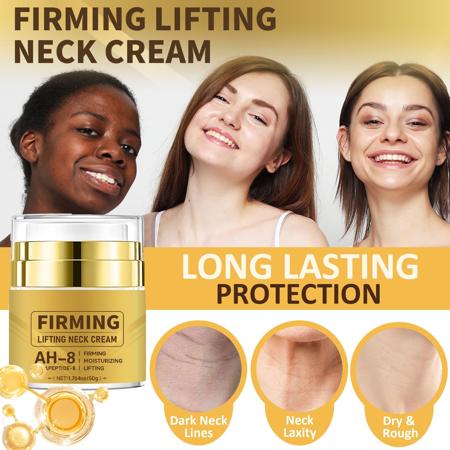 AH-8 Neck Firming Cream - Neck Cream For Anti Wrinkle & Fine Lines - Firming Neck Cream For Tightening Sagging Skin, Wrinkle Reduction And Lifting