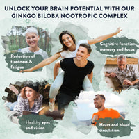 Ginkgo Biloba High Strength -7500mg (50:1 Extract) + Bacopa Monnieri, Ginseng and Ginkgo Biloba Herbal Supplements + VIT B6, B1, B2, & Zinc -180 Nootropic Ginkgo Biloba Capsules - Packed w/Flavonoids