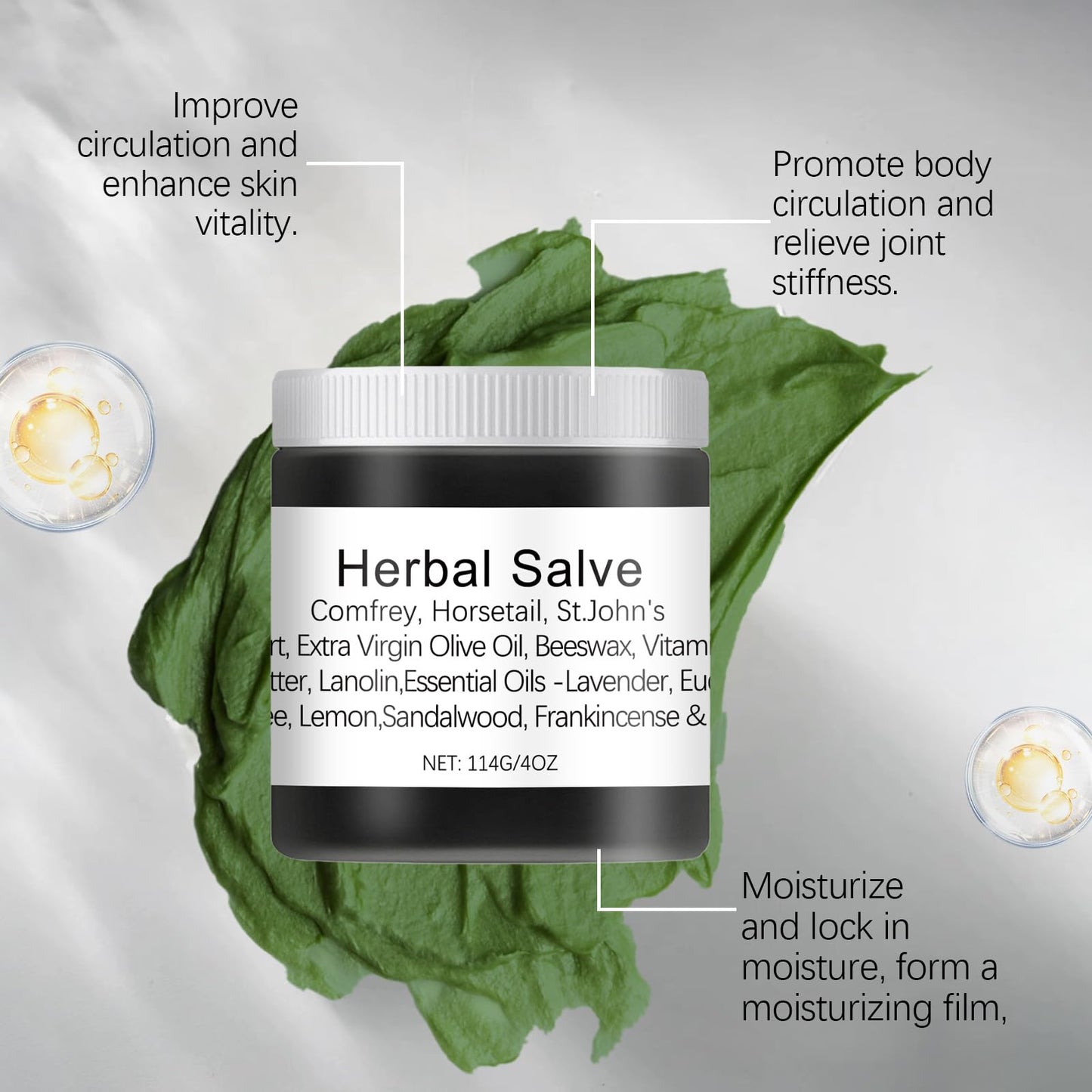 Herbal Salve, Organic Herbal Salve, Natural Joint Care Herbal Salve, Comfrey Cream For Pain, Organic Joint Cream, Comfrey Salve Improves Mobility, Reduces Swelling, Comfrey Cream for Joint