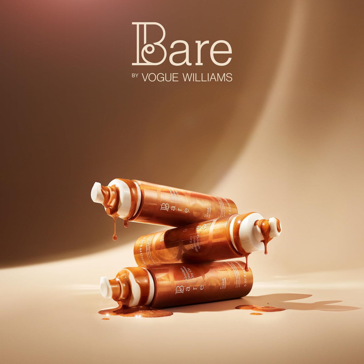 Bare by Vogue Golden Shimmer Dry Oil - Moisturise and Hydrate your Skin with Gorgeous Sparkle - Lightweight & Quick-Drying Face & Body Shimmer Oil, 150ml