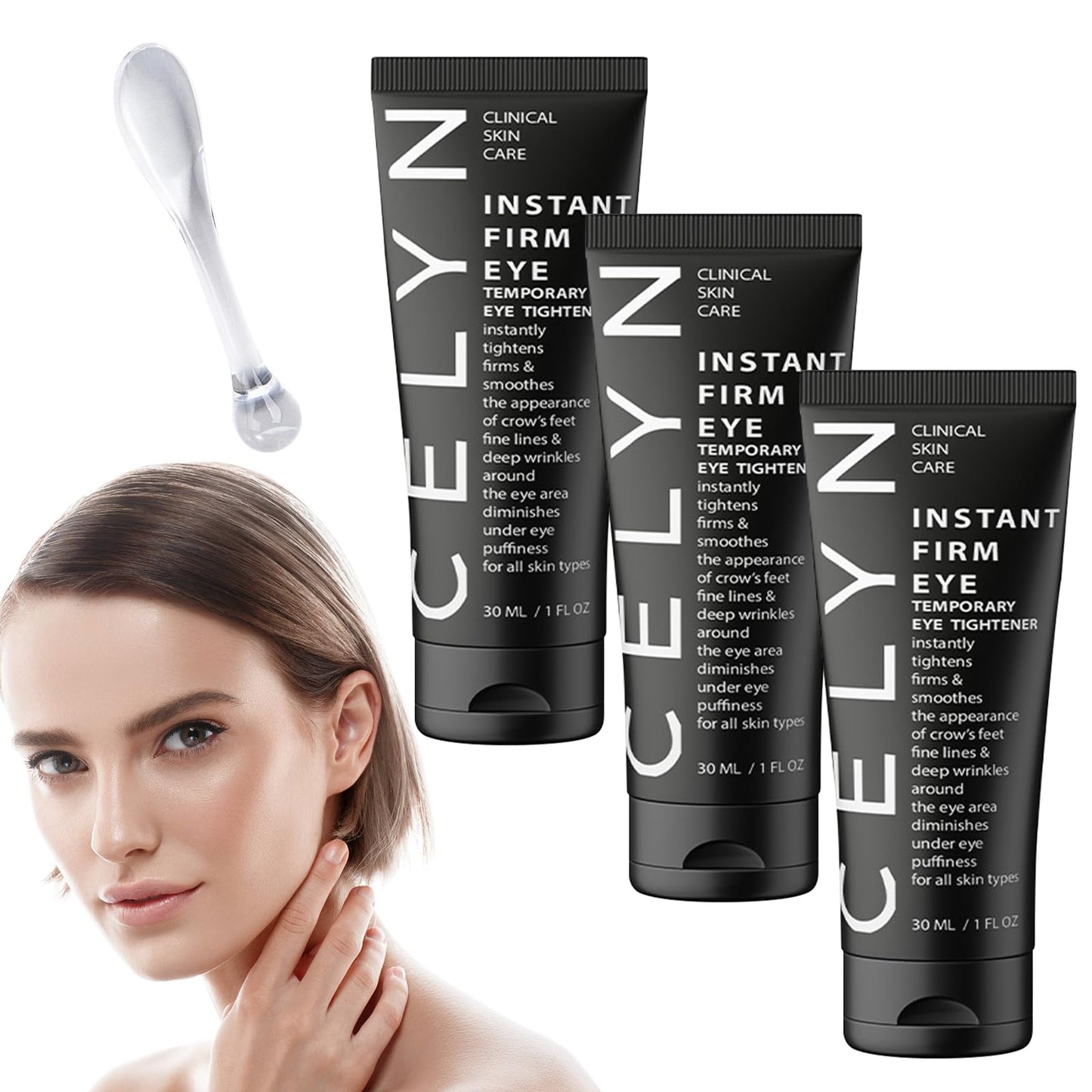 INBOLM 3Pack Eye Bag Cream Instant Firm Eye Tightener Instant Firm Eye Cream Tightener Eye Bag Cream Moisturizing Treatment With Eye Cream Massager