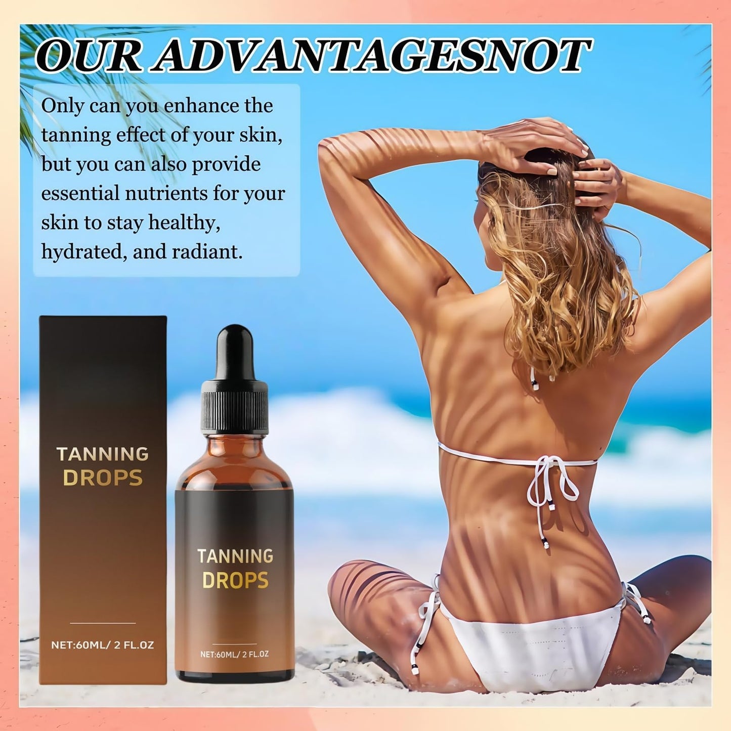 Sunless Tanning Drops,Moisturizing Tanner for Face and Body,Tans without Sun,Sunbed Tanning Accelerator,Tan Enhancers & Accelerators,Sunbed Tanning Lotion,Tan Moisturiser,Enhance Natural Skin Tone