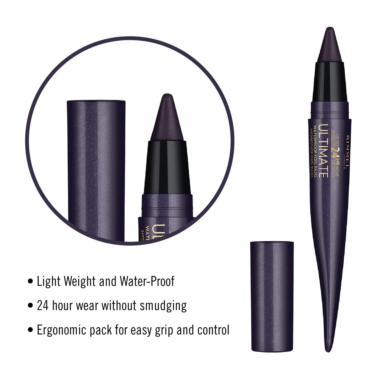 Rimmel London, Ultimate Kohl Kajal Eyeliner, 02 Deep Amethyst, 1.6 g, Pencil