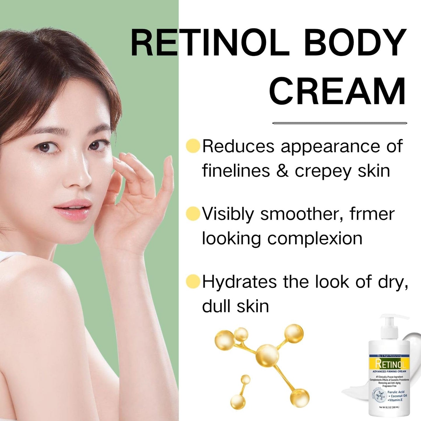 Cureluxe Retinol Firming Body Lotion,with Aloe Vera & Vitamin E,Gentle Moisturiser for Dry Skin, Anti-Aging Body Lotion for Crepey Skin, Coconut Oil Enriched Skin Care for Women & Men