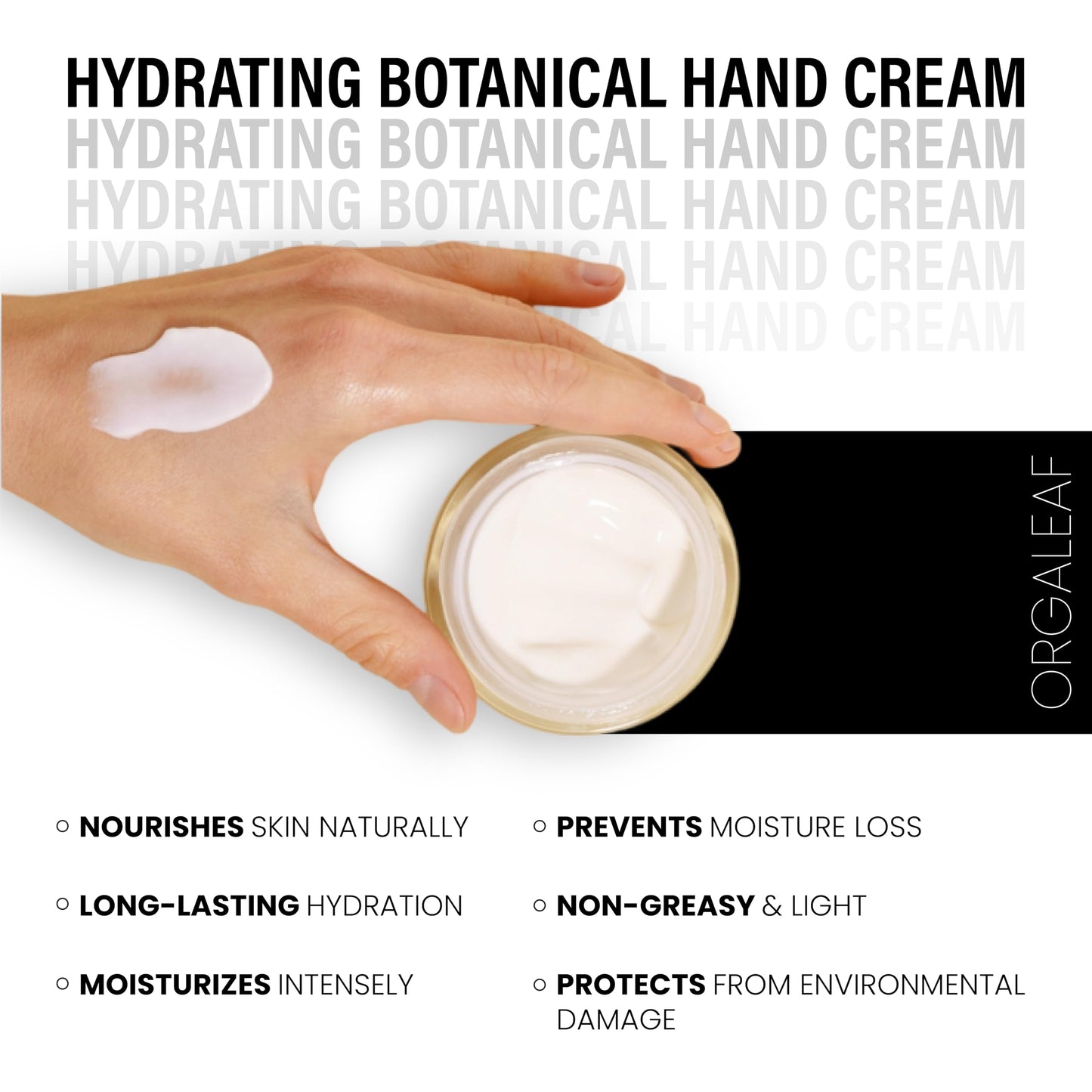 Orgaleaf Hand Cream, Hydrating Botanical Hand Cream, Vegan, Hand Made, Natural, 60 ml