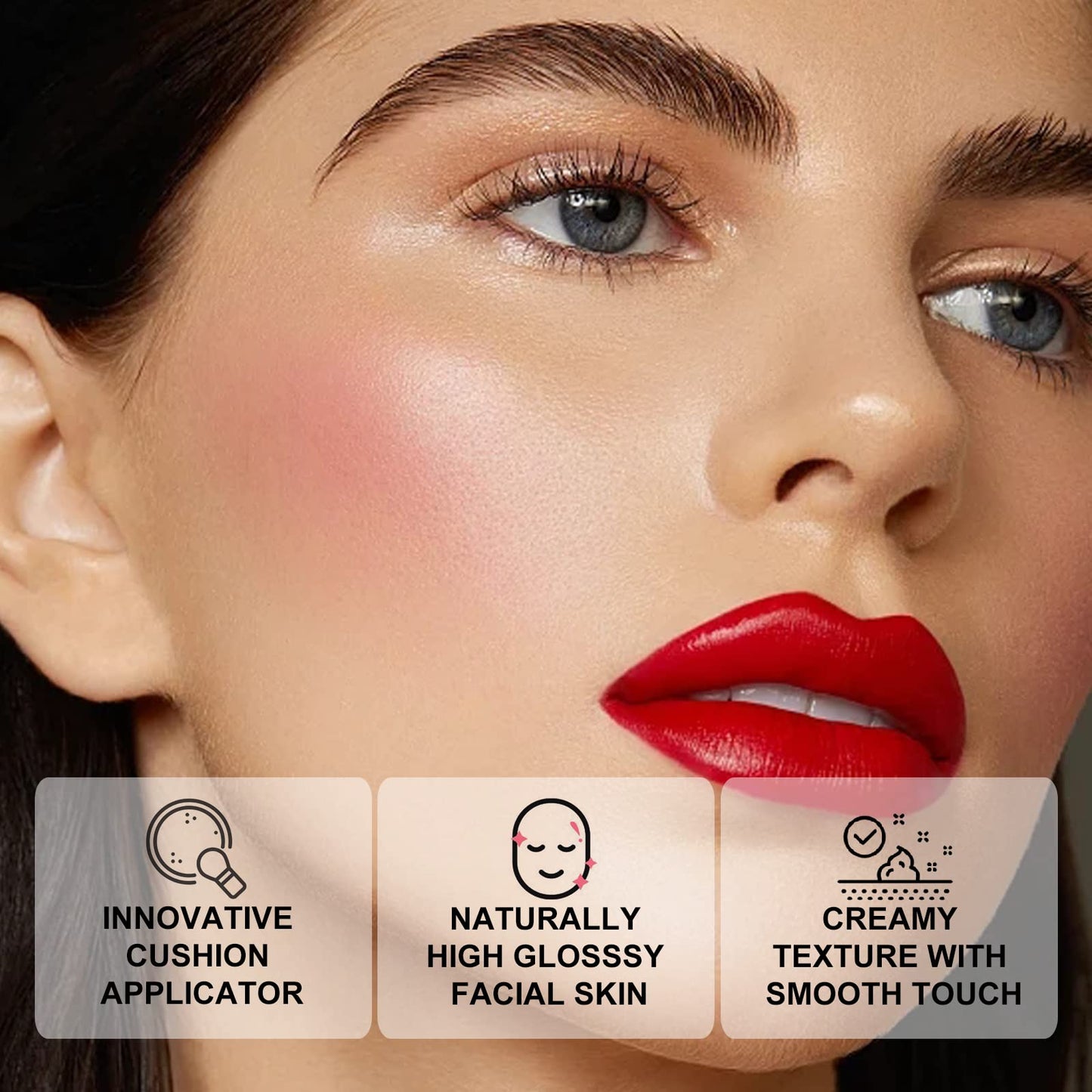 KYDA Blush Beauty Wand, Liquid Face Touch Rouge with Cushion Applicator, Long Lasting Natural Shimmer Silky&Smooth Cream Glowing Blush Makeup, 0.6 fl.oz (#8)