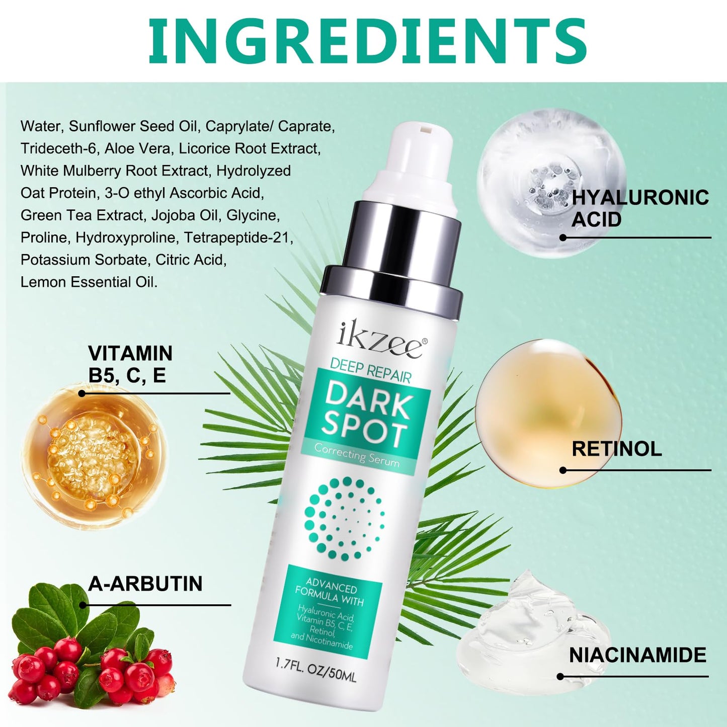 Generic Dark Spot Remover for Face - Deep Repair Correcting Serum Skin Care Face Cream with Hyaluronic Acid, Vitamin B5, C, E for Freckles & Skin Brown Spot Remover Brightens Skin Rapid Tone Repair