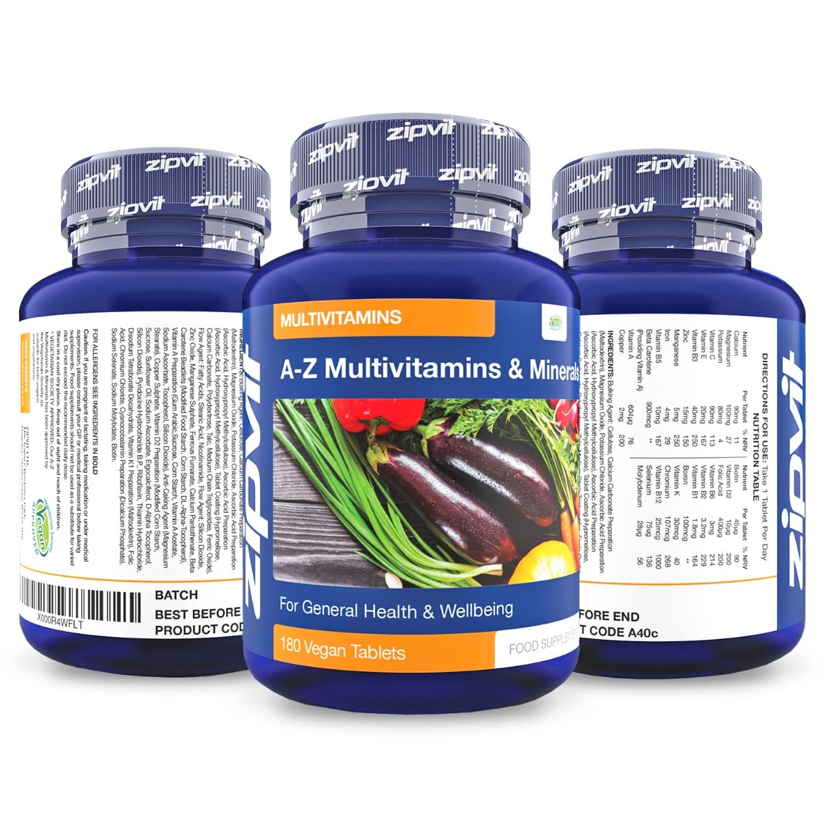 Multivitamin Tablets - Vegan Multivitamin for Women & Men - 180 Tablets - 6 Months Supply - with 25 Essential Active Vitamins & Minerals. Supports Bone Health and Your Immune System. UK Supplier