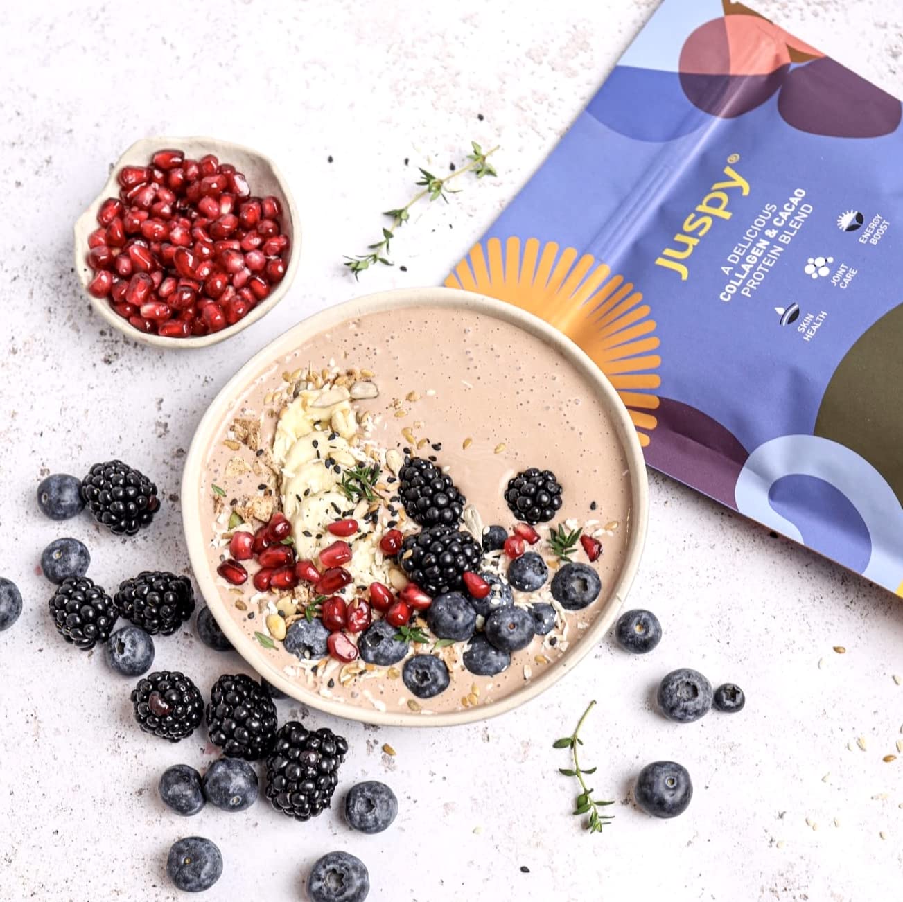 Juspy Premium Marine Collagen Powder + High Protein Cacao Superfood Blend | 8000mg Hydrolysed Marine Collagen Peptides | Collagen Supplement For Women & Men | Skin & Joint Health, Energy Boost | 400gr