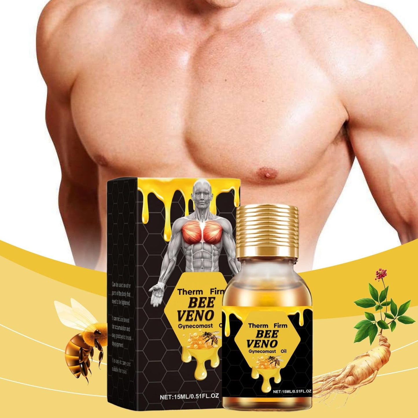 Therm/Ofirm Be/E Ven/Om Gyneco/Mastia Oil,Bee Ven/Om Gyneco/Mastia Heating Oil,Firming O/il for Men,Men Therm Bee Ve/Nom,Be/e Veno/M for Strengthen The Chest Muscles,Body Treatment Build His Body