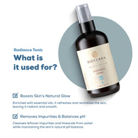 Bioterra Organic Radiance Face Tonic, Refreshing, Balance & Glow, Normal & Combination Skin, Prebiotic and Organic Essential Oils, 250 ml