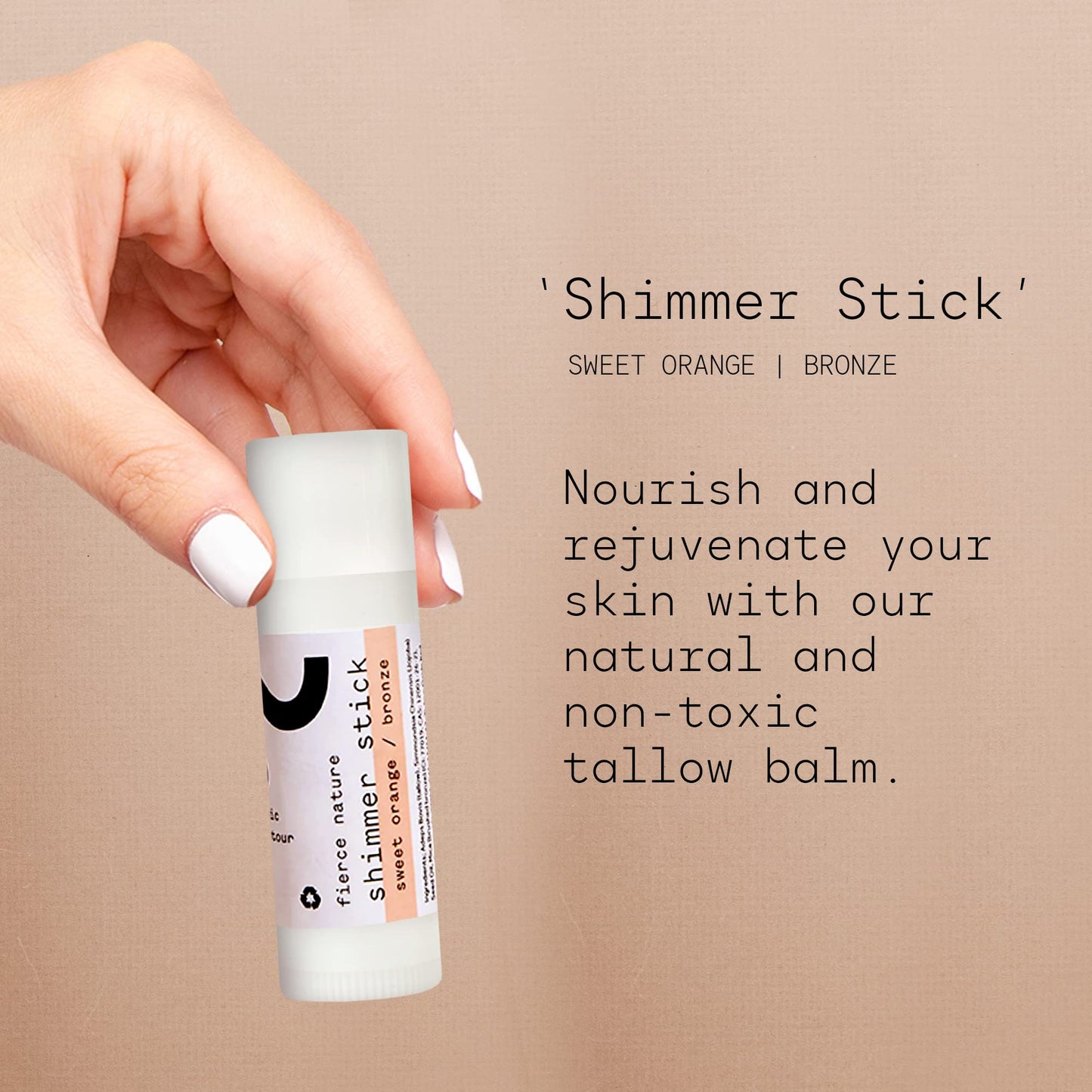 Generic Fierce Nature - Selfie Stick Tallow Balm, Bioavailable Skin Care Essential, Lip Balm, Face Care Must-Have, Vitamin-Rich Body and Face Moisturiser, Sweet Orange - Bronze, 15g