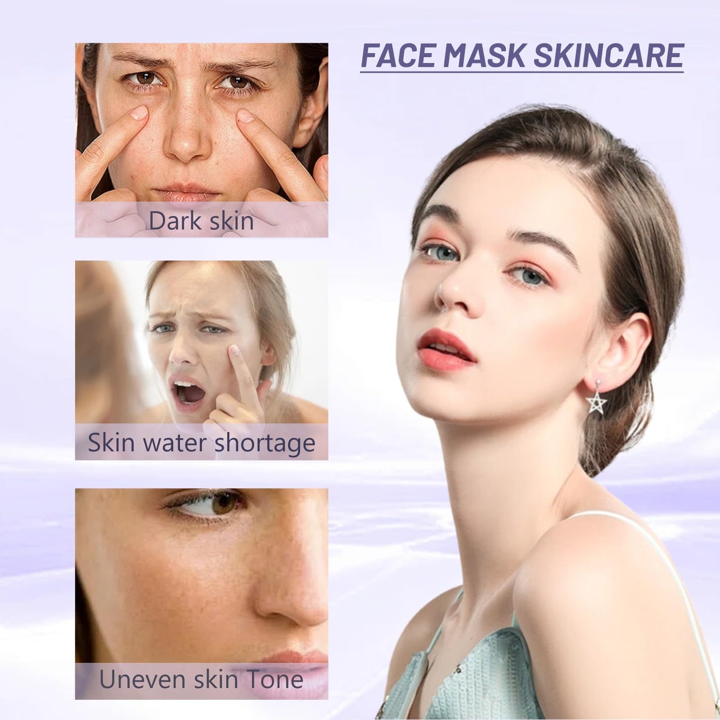 Sheet Mask, Niacinamide & Hyaluronic Acid Face Mask Set, Hydrating Face Mask, Evens Skin Tone Face Masks Skincare,Face Masks Beauty For Dehydrated, Dull and Tired Skin, 5PC