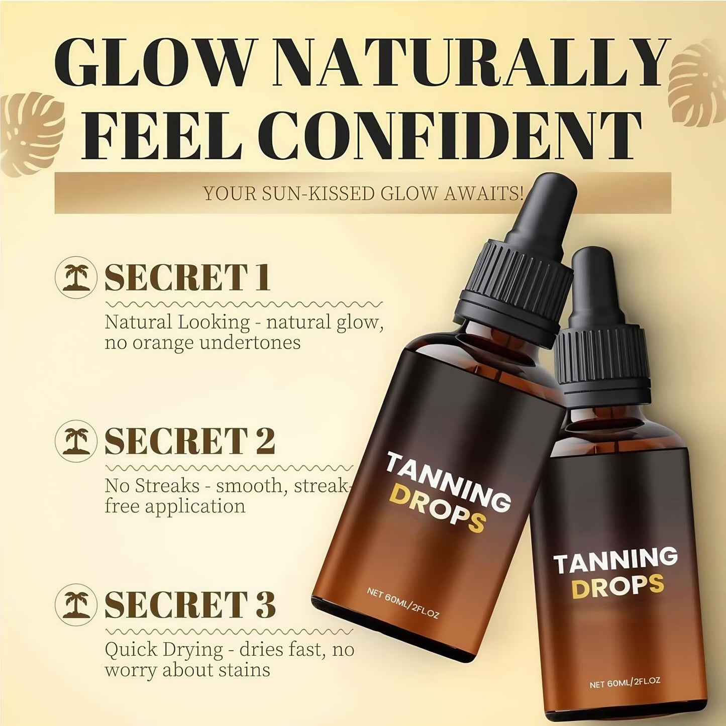 Sunless Tanning Drops,Moisturizing Tanner for Face and Body,Tans without Sun,Sunbed Tanning Accelerator,Tan Enhancers & Accelerators,Sunbed Tanning Lotion,Tan Moisturiser,Enhance Natural Skin Tone