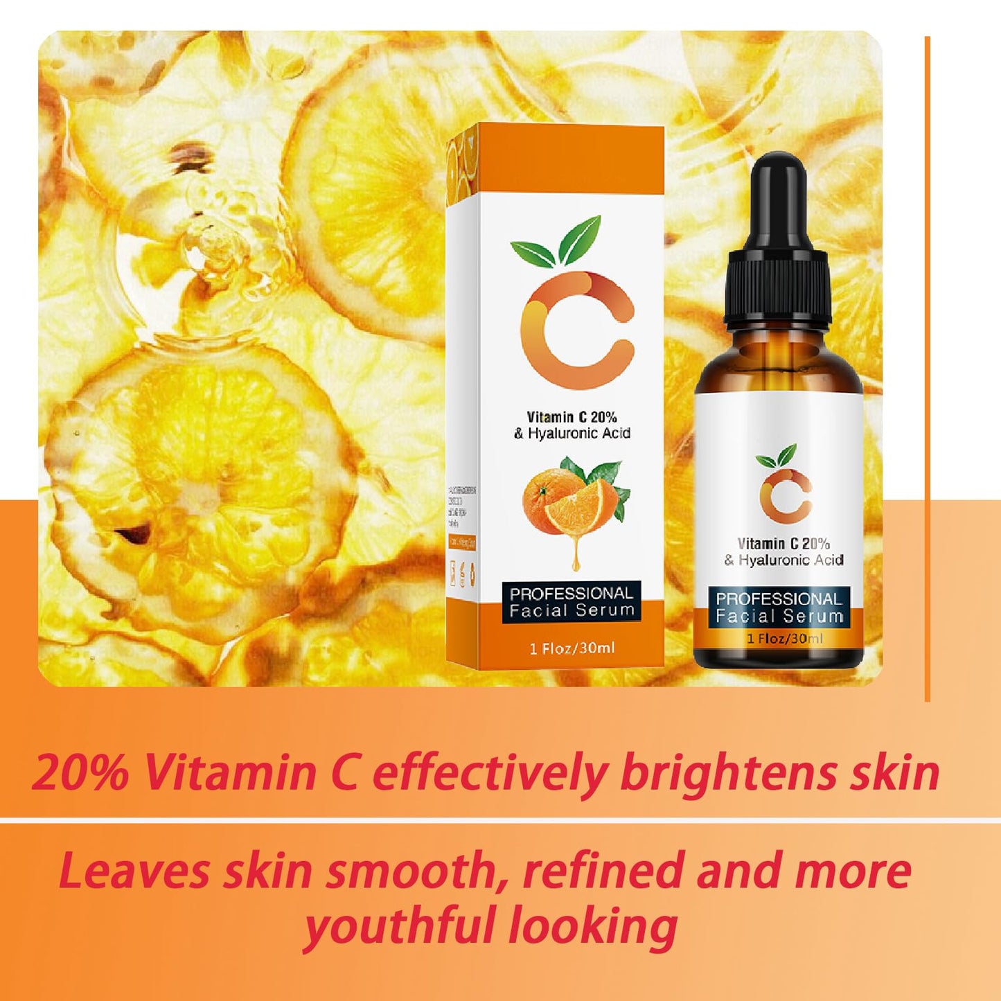 YUYUE-YY Vitamin C Serum, Face Serum for Women With 20% Vitamin C, Shinning & Antioxidant Serum, Powerful Antioxidant Protection, Brighter & Smoother Skin, includes Hyaluronic Acid for Women and Men