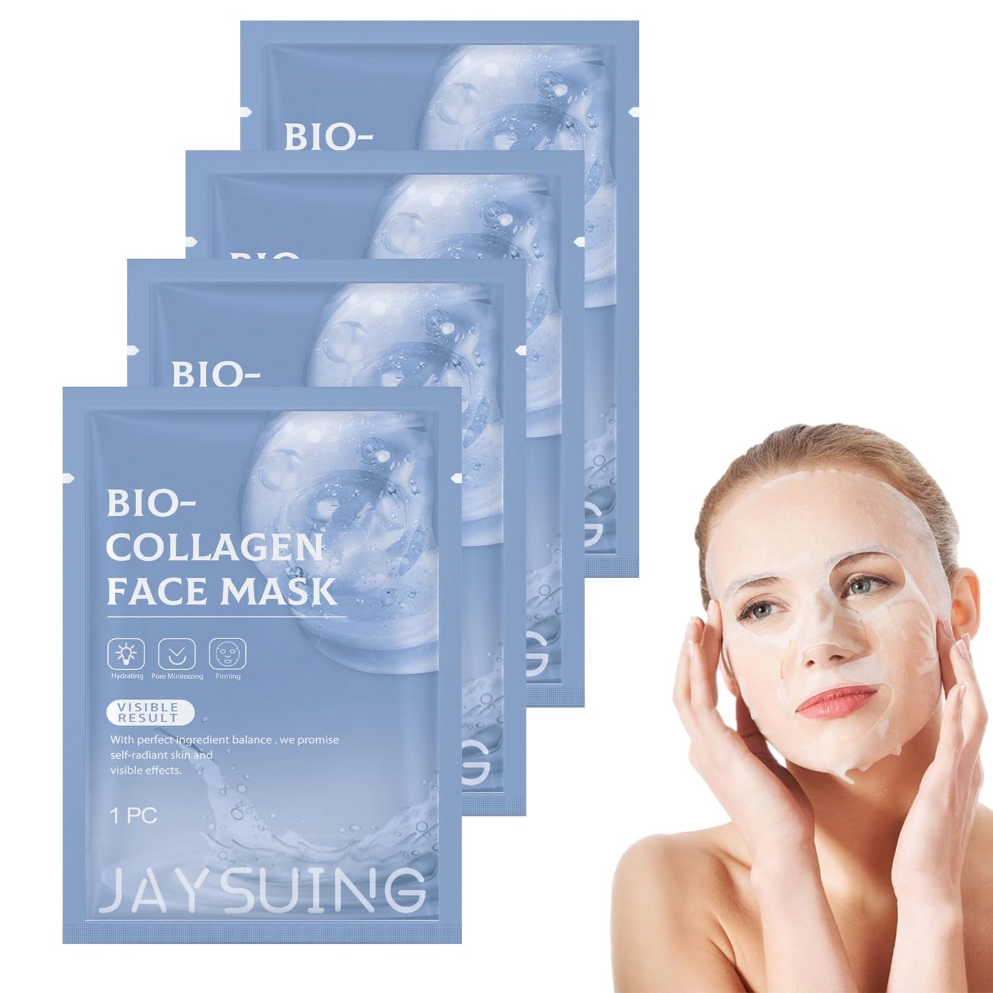 Neyeau Collagen Face Mask-Overnight Collagen Face Mask 4 PCS,Collagen Real Deep Hydrating Firming Collagen Face Mask for Moisturizing Relieve-Aging