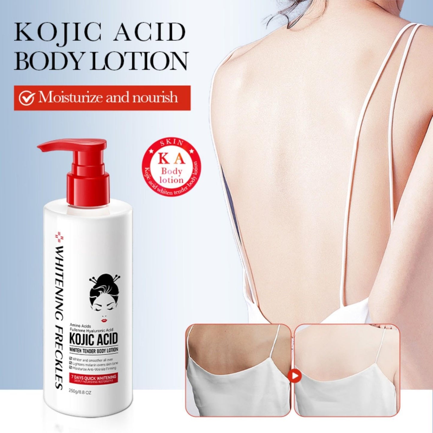 Bploar Kojic Acid Body Lotion, Kojic Acid Brightening Body Lotion, Radiant White & Hydrated Skin - Intensive Care with Brightening Effect
