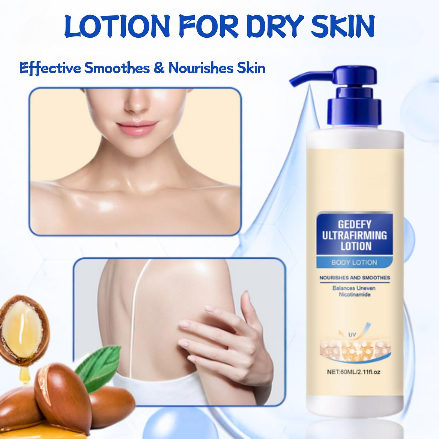 Ultra Firming Body Lotion with Niacinamide & Hyaluronic Acid -Skin Firming and Tightening Lotion for Dry & Aging Skin - Deeply Nourishes, Smooths & Improves Elasticity - Paraben-Free Skin Care (2PCS)