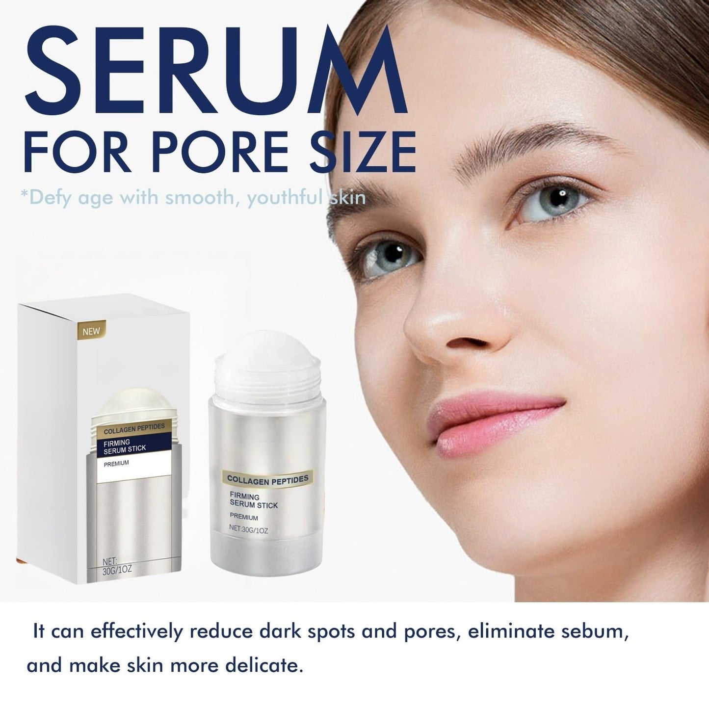 Jinjiar Collagen Peptides Firming Serum Stick,Anti Aging Peptides Serum Sti-ck,Collagen Ser-um Stick Skin Tightening Cream for Face,Moisturiser Face Women,Body Moisturiser for Dry Skin,Skin Repair Cream