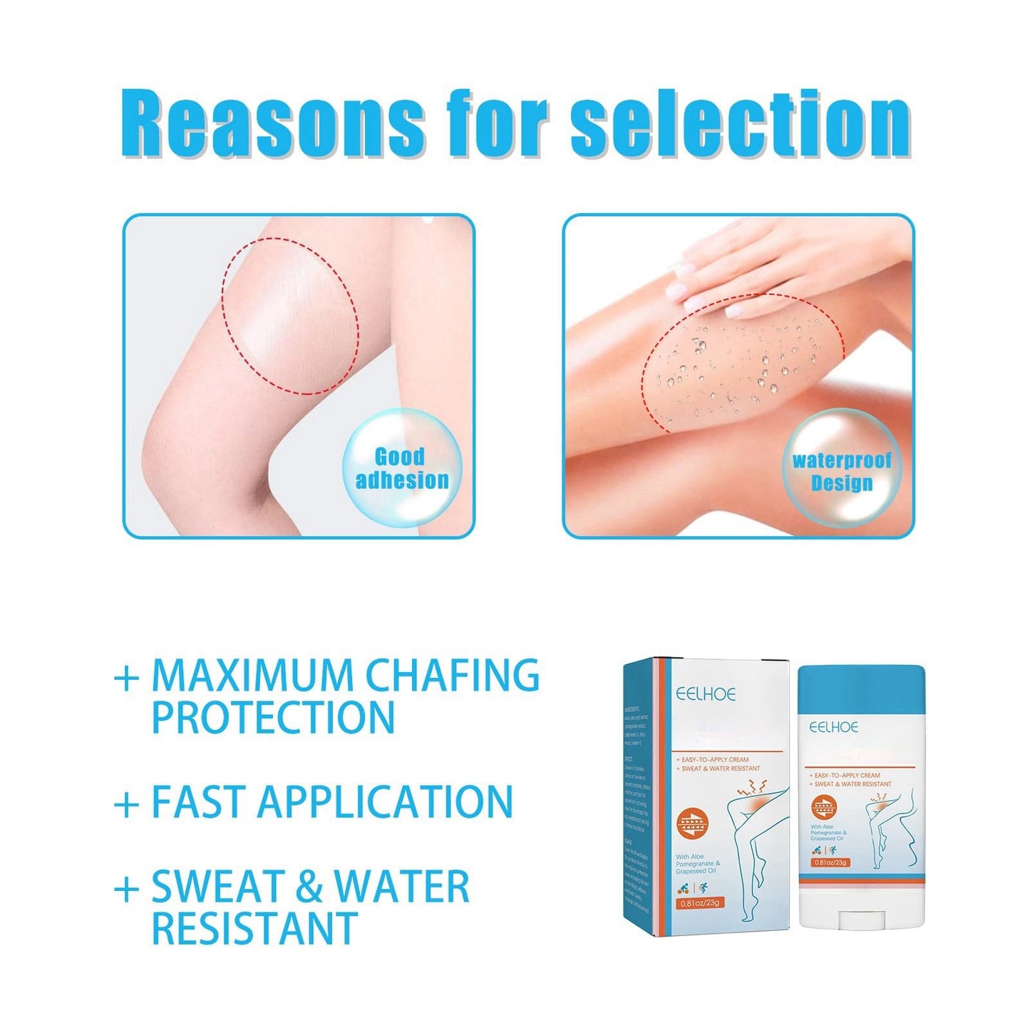HIVETZ Anti Chafe Stick,Anti Friction Cream,Anti Chafing Cream,Anti Chafe Balm,Anti Chafe Gel,Glide Anti Chafing Stick,Thigh Inner Anti-Chafing Balm,Thigh Prevention Cream,Thigh Rescue Anti Chafe Balm