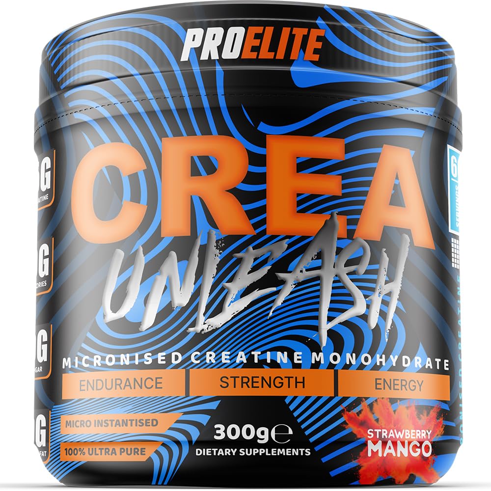 ProElite Creatine Monohydrate Powder 300g Micronised Flavoured & Vegan Creatine Powder for Post & Pre Workout Creatine Supplements by PROELITE (300g, Strawberry Mango)