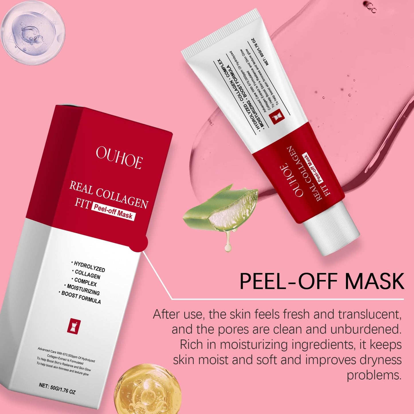 Real Collagen Fit Peel-Off Facial Mask,Collagen Night Wrapping Mask,Collagen Peel-Off Facial Mask,Korean Collagen Face Mask,Facial Mask,Peel-Off Face Masks,Collagen Mask,Face Mask Peel-Off,50g