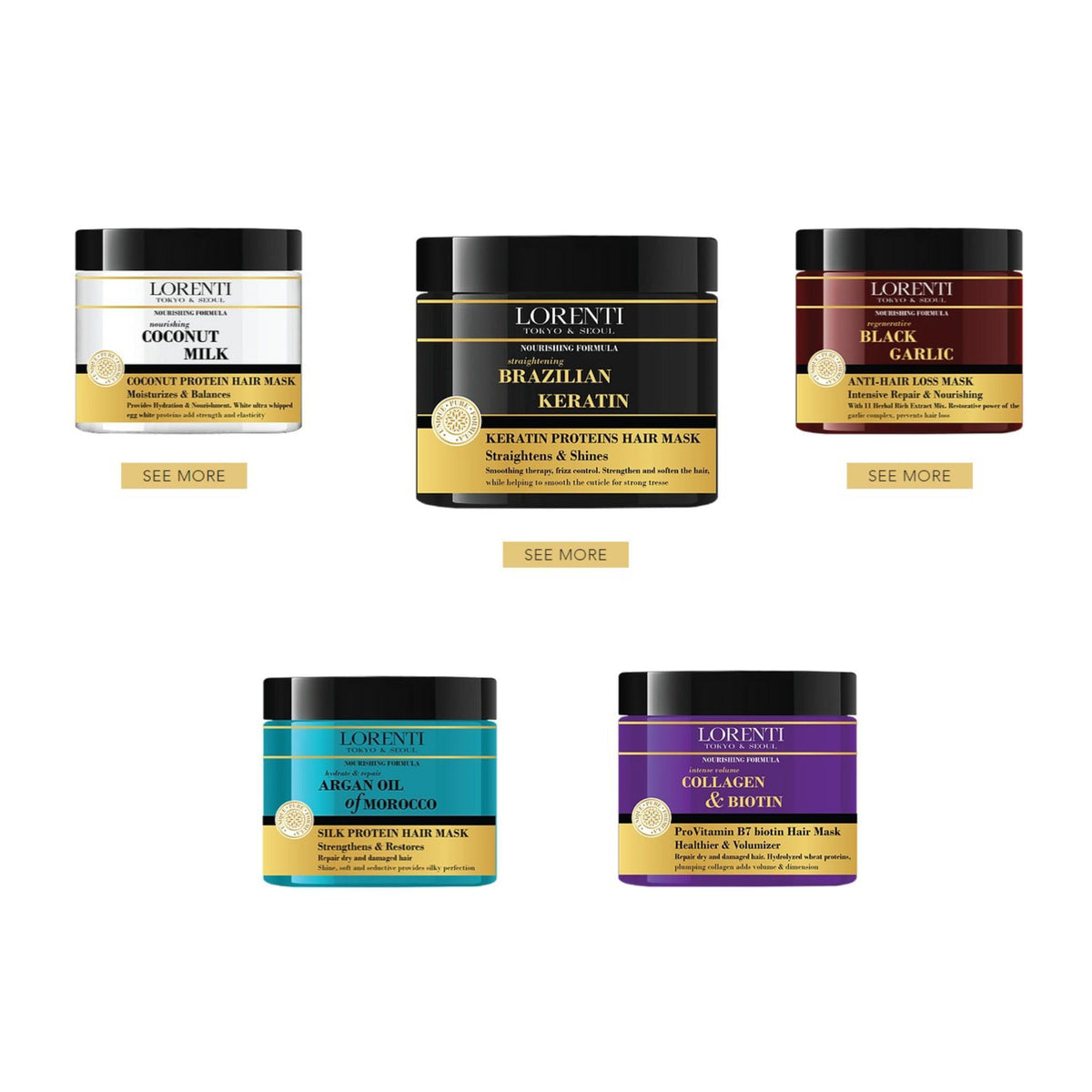 LORENTI TOKYO & SEOUL Lorenti Deep Conditioning Hair Mask 500 ml | For Dry, Damaged, Dense & Frizzed Hair | Contains Vitamin B7 & Proteins to Balance & Moisturize Hair | 16.9 Fl Oz (Collagen & Biotin)