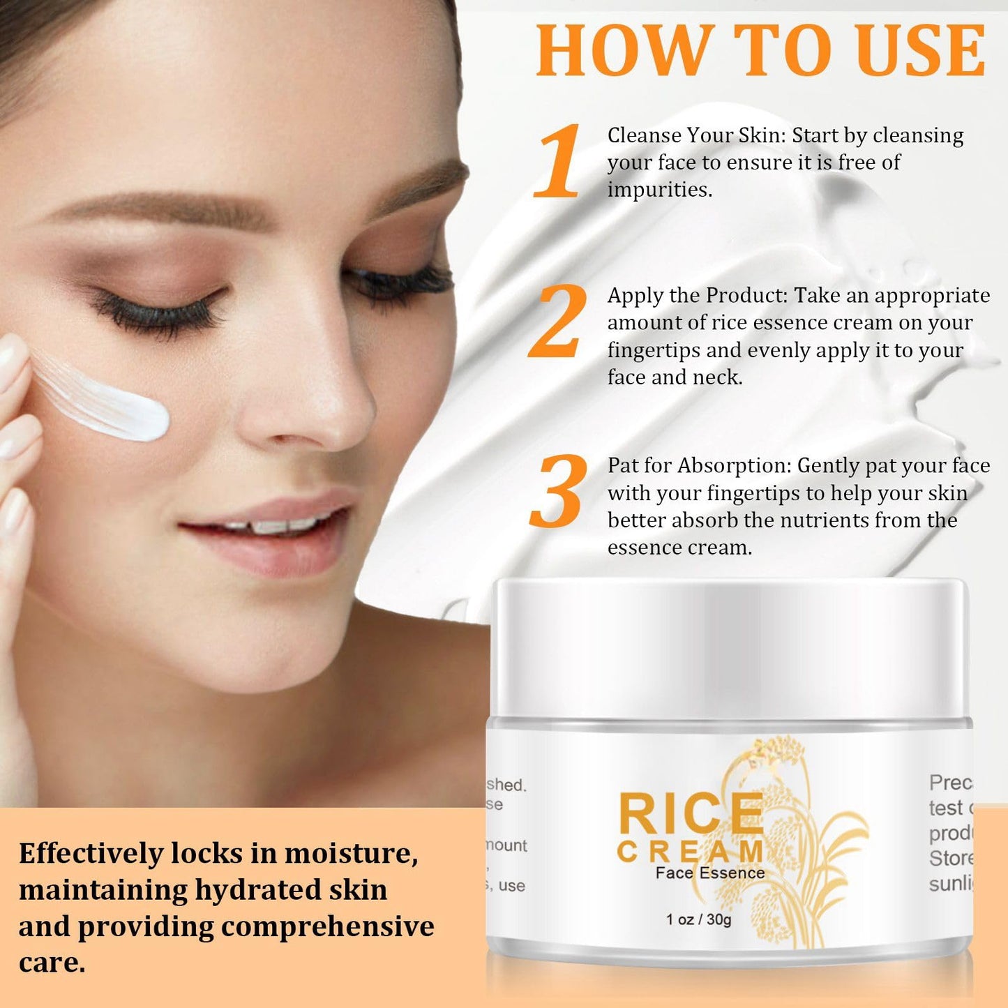 Jinjiar Rice Cream for Face,Hydrating Face Moisturiser,Rosacea Cream for Face,Anti Aging Fac-e Crea-m,Skin Tightening Crea-m for Face,Moisturiser Fa-ce Women,Night Cre-am for Women Anti Aging,Cre-am of Rice