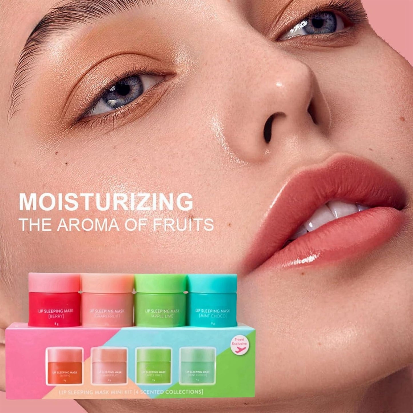 4 PCS Lip Sleeping Mask Set,Day and Night Repair Lip Balm,Lip Mask for Chapped Cracked Dry Lips,Nourishing & Hydrating Sleep Balm,Strawberry Lip Masks,Dry Lips Treatment,Lip Mask Overnight,Lip Care